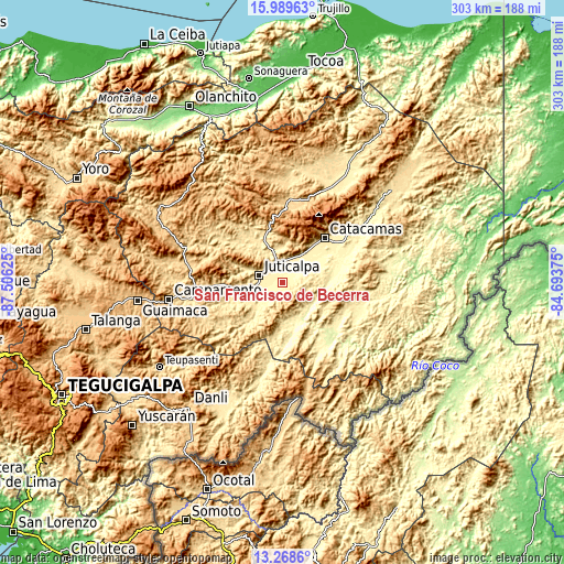 Topographic map of San Francisco de Becerra