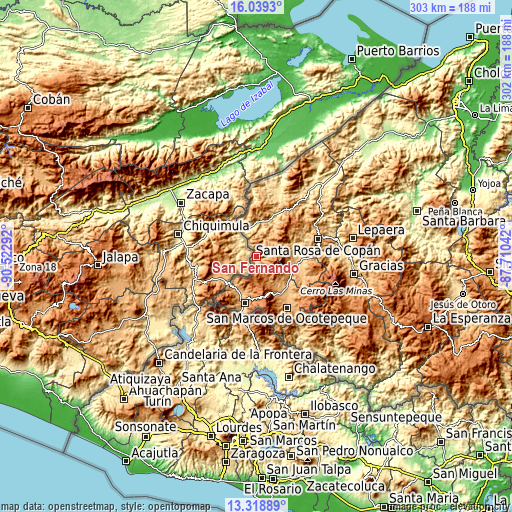 Topographic map of San Fernando