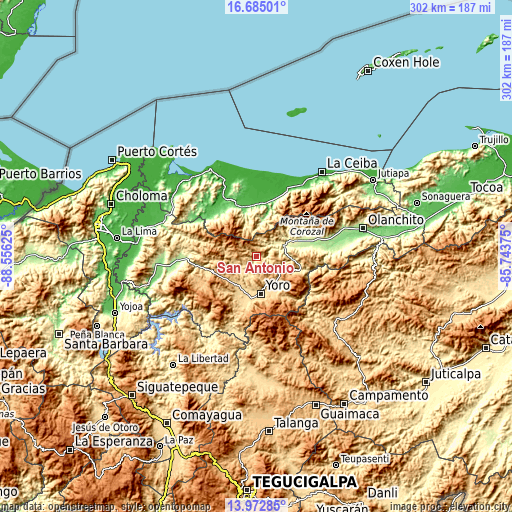 Topographic map of San Antonio