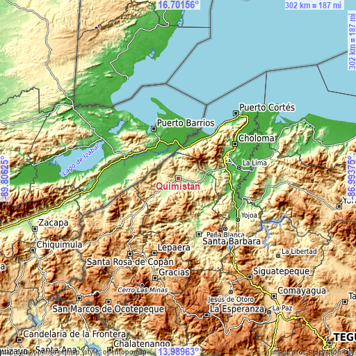 Topographic map of Quimistán