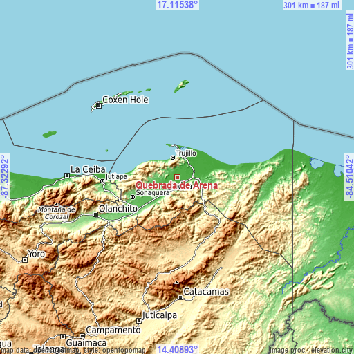 Topographic map of Quebrada de Arena