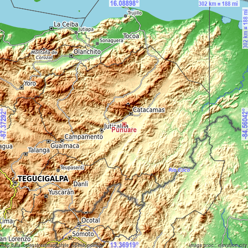 Topographic map of Punuare