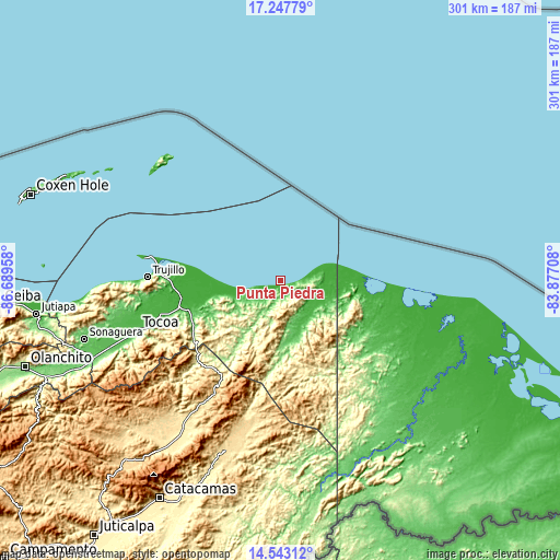 Topographic map of Punta Piedra