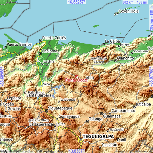 Topographic map of Punta Ocote