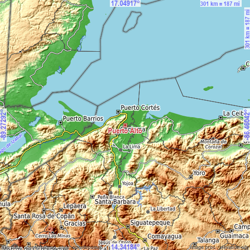 Topographic map of Puerto Alto