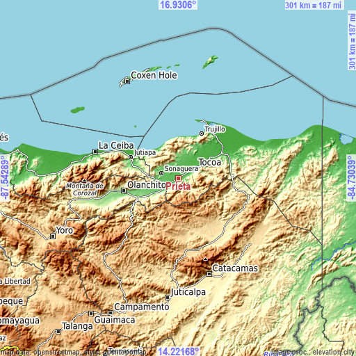Topographic map of Prieta
