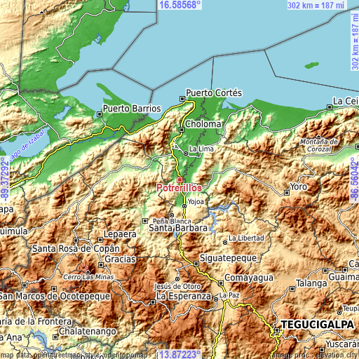 Topographic map of Potrerillos