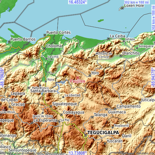 Topographic map of Paujiles