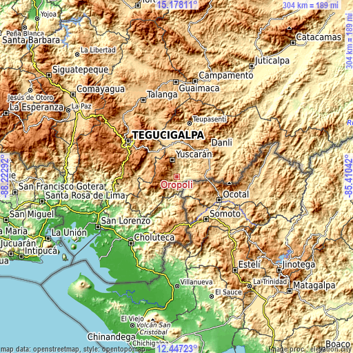 Topographic map of Oropolí