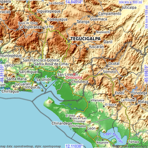 Topographic map of Orocuina