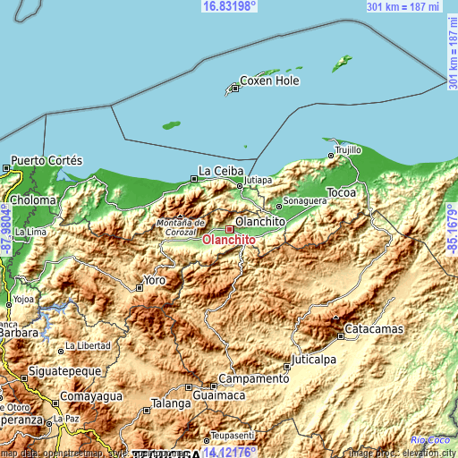 Topographic map of Olanchito