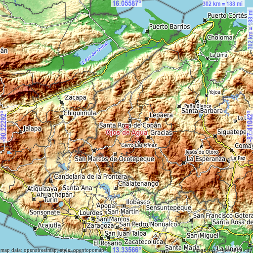 Topographic map of Ojos de Agua