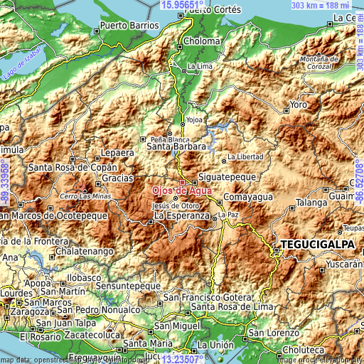 Topographic map of Ojos de Agua