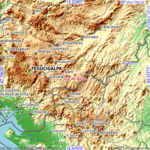 Topographic map of Ojo de Agua