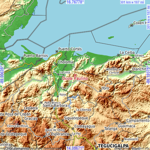 Topographic map of Ocote Paulino