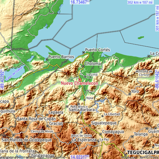 Topographic map of Nuevo Chamelecón