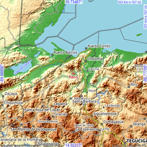 Topographic map of Naco