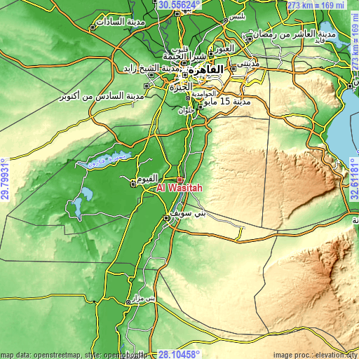 Topographic map of Al Wāsiţah