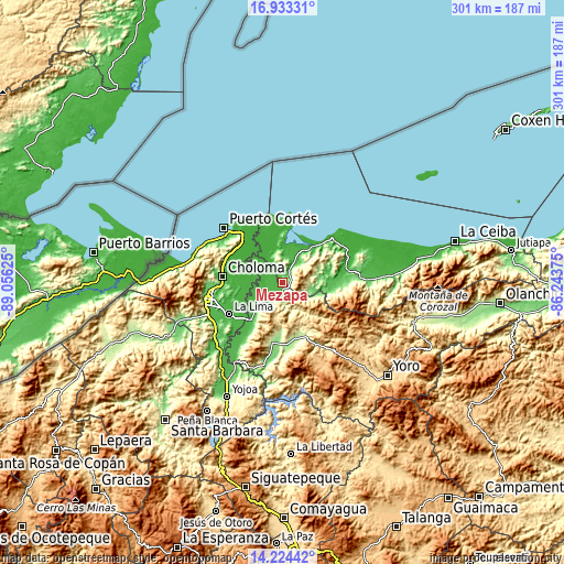 Topographic map of Mezapa