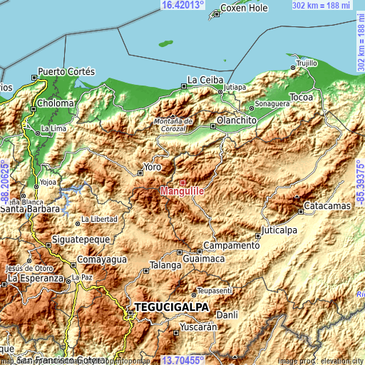 Topographic map of Mangulile