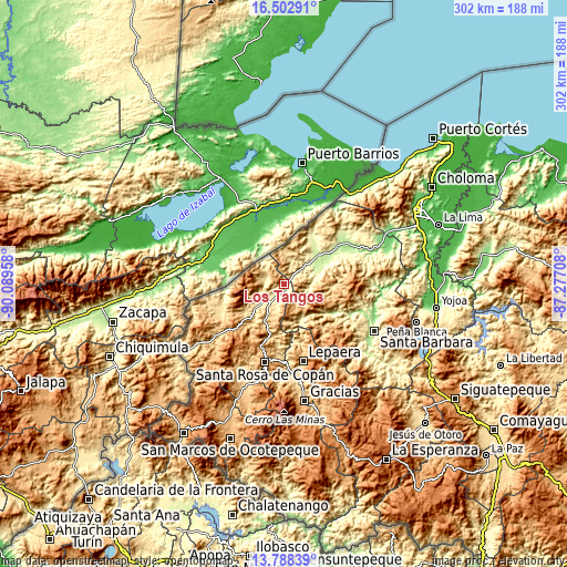 Topographic map of Los Tangos