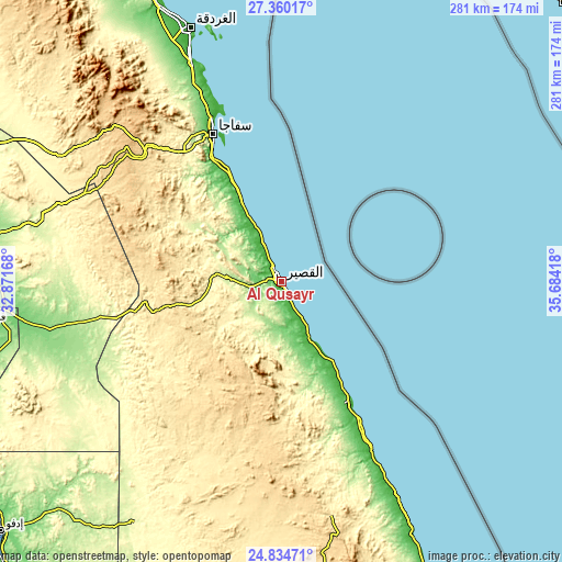 Topographic map of Al Quşayr