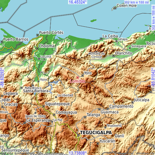 Topographic map of Lomitas
