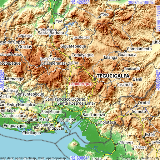 Topographic map of Lepaterique