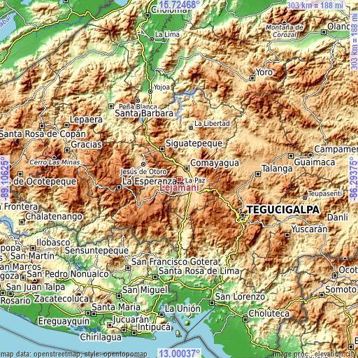 Topographic map of Lejamaní