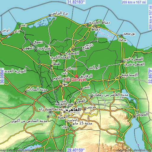Topographic map of Al Qanāyāt