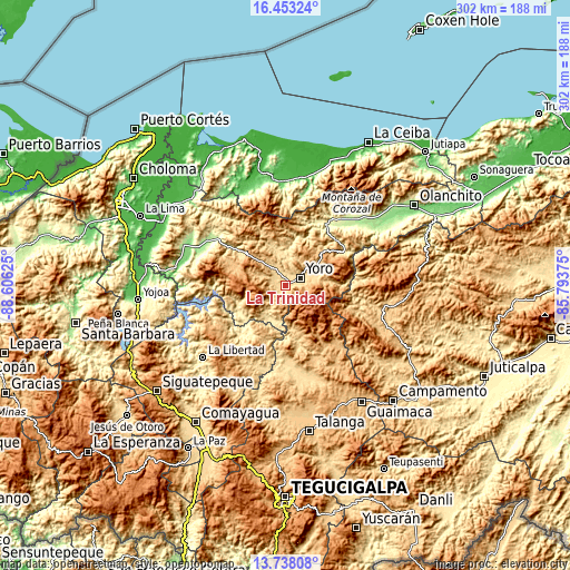 Topographic map of La Trinidad