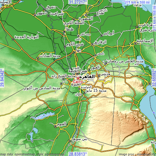 Topographic map of Cairo