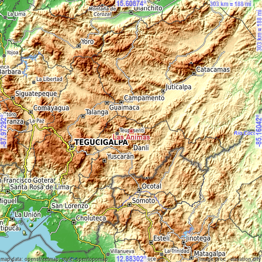 Topographic map of Las Ánimas