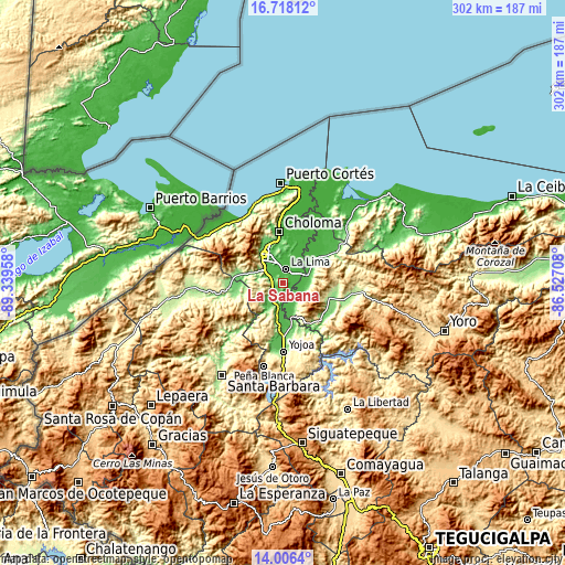 Topographic map of La Sabana