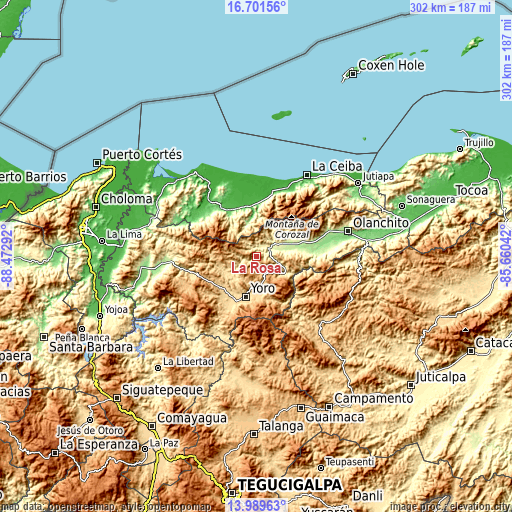 Topographic map of La Rosa