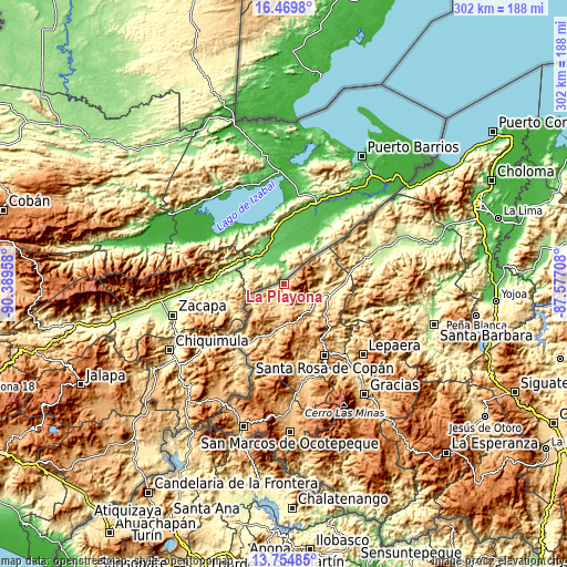 Topographic map of La Playona