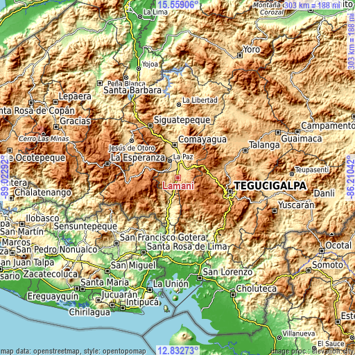 Topographic map of Lamaní