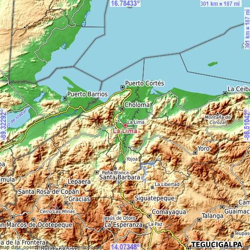 Topographic map of La Lima