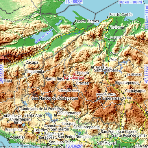 Topographic map of La Libertad