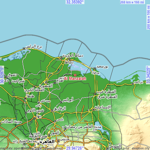 Topographic map of Al Manzalah