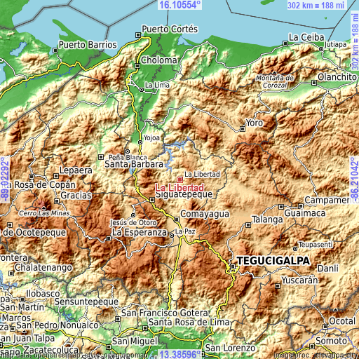 Topographic map of La Libertad
