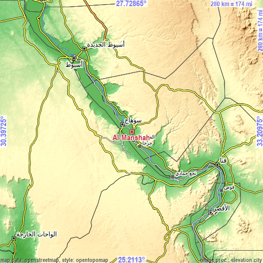 Topographic map of Al Manshāh