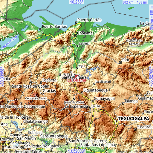 Topographic map of La Guama