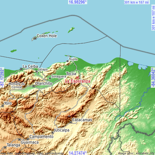 Topographic map of La Esperanza