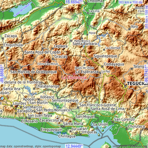 Topographic map of La Esperanza