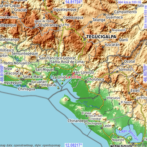 Topographic map of La Criba