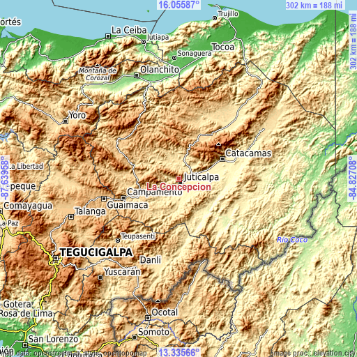 Topographic map of La Concepción