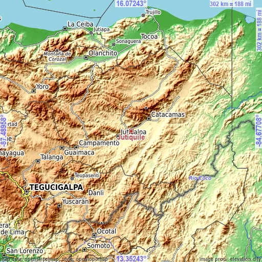 Topographic map of Jutiquile