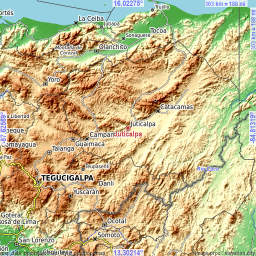 Topographic map of Juticalpa