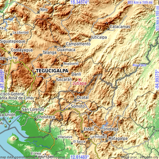 Topographic map of Jutiapa